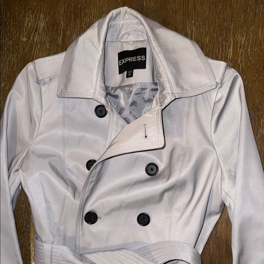 Express Light Gray Trench Coat - Picture 5 of 16